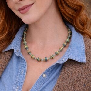 Vintage Handmade Colorful Paper Bead Necklace